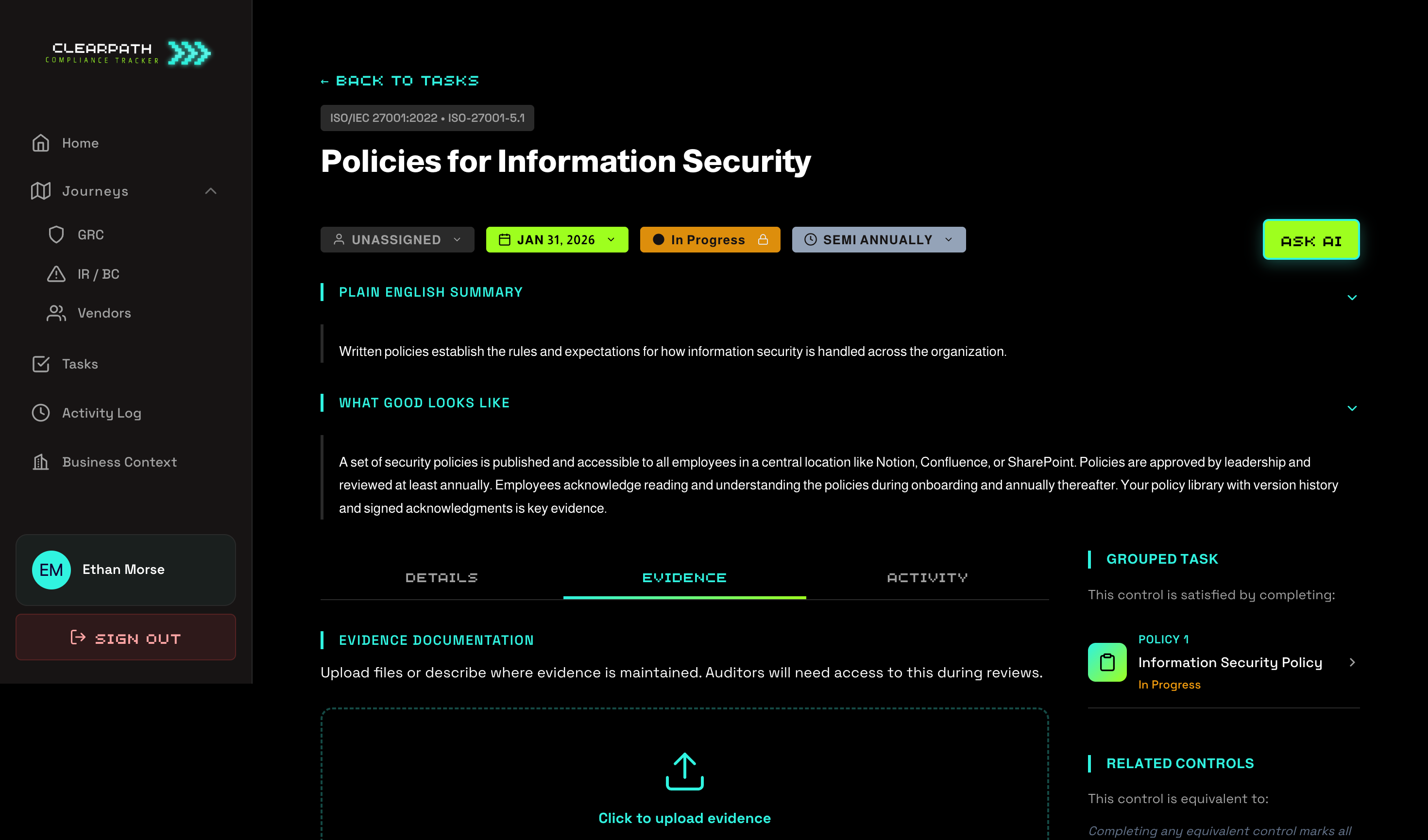 ClearPath business context setup